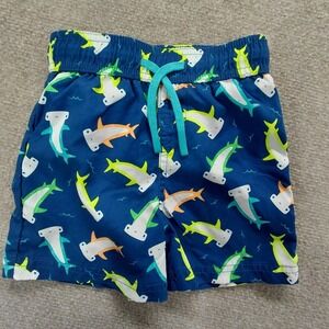 Tollder Boys Wave Zone 24 M Swim Trunks Suit Neon Hammerhead Sharks Blue